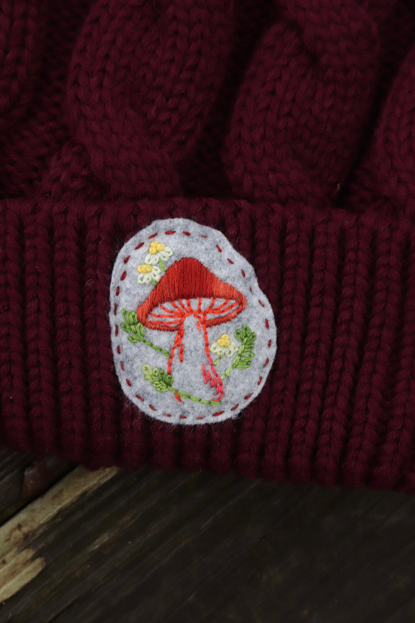 Mushroom Cable Knit Beanie