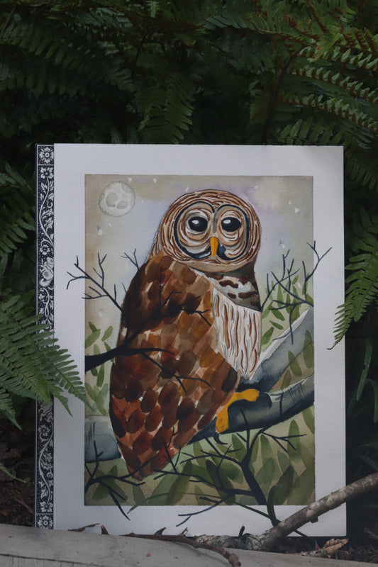 Whooo's there? Watercolor Print 8x10