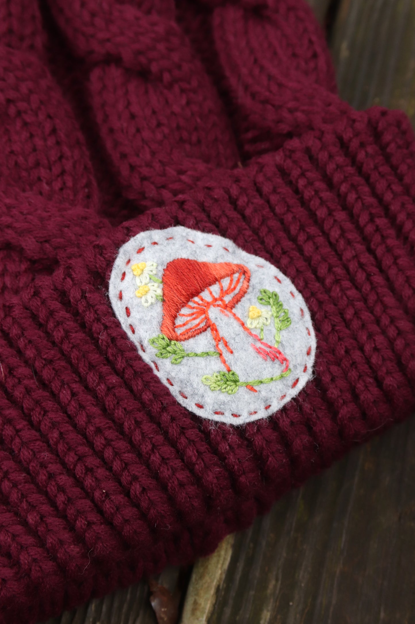 Mushroom Cable Knit Beanie