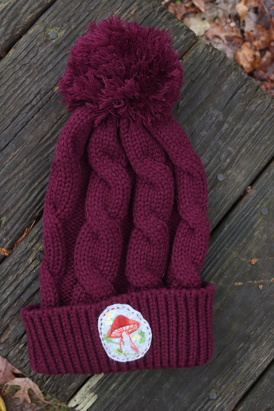 Mushroom Cable Knit Beanie