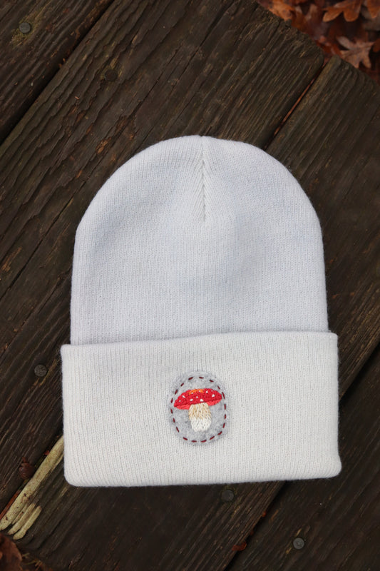 Mushroom Beanie (dark orange thread)