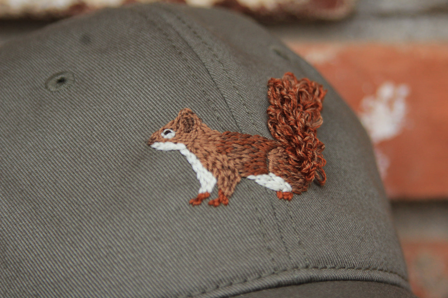 Red Squirrel Dad Hat (Sage)